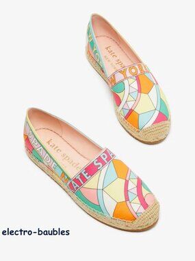 KATE SPADE Geo Sun Grossgrain Silk Blend Espadrille Sz 7B